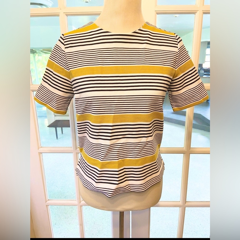 Old Navy Preppy black and chartreuse striped boxy fit shirt - NWOT